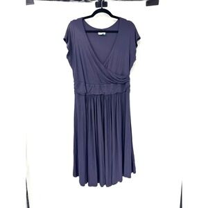 Maeve by Anthropologie Purple Surplice V-Neck Pleated Midi Dress Womens 1X
